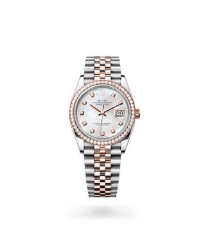 Oyster, 36 mm, Oystersteel, Everose-goud en diamanten
